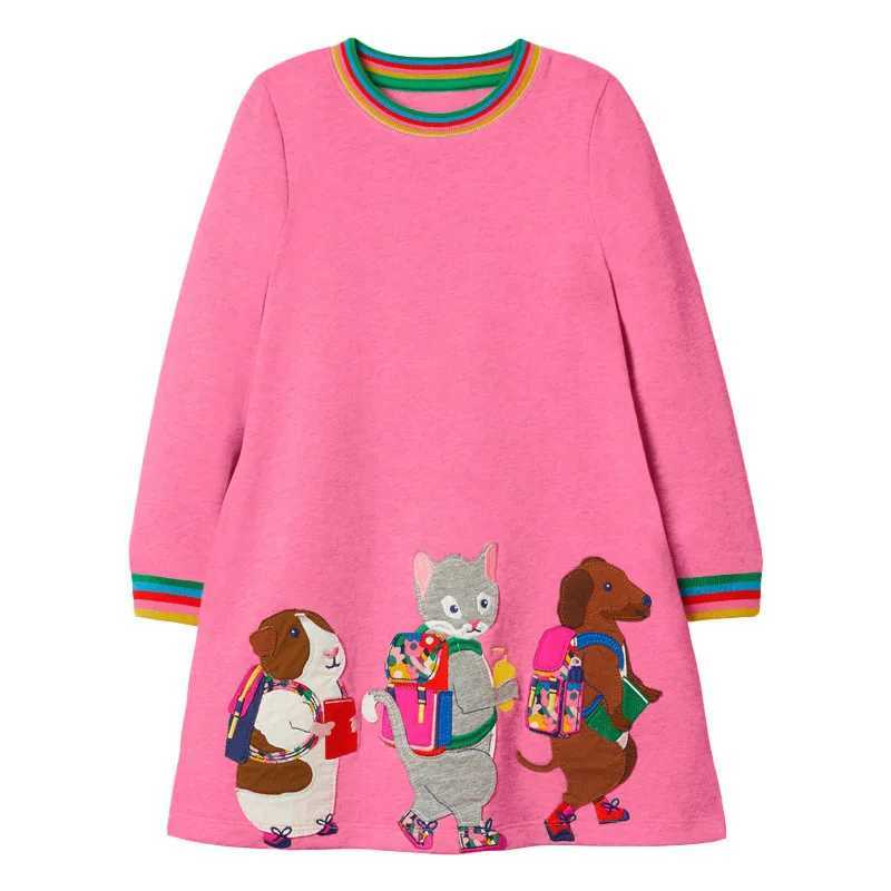 Jumping Meters Princess Girl Autumn Space Dress Spring Fashion Childrens Cotton O-neck Cute Frog W250326