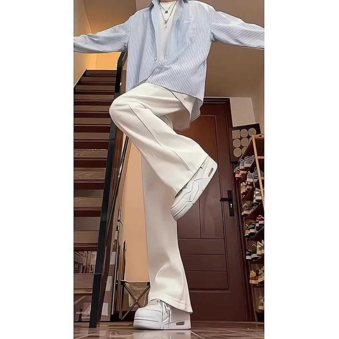 casual Y2k mens jeans denim shorts ripped bagged cargo pants Trouser wide leg clothing decoration 250326