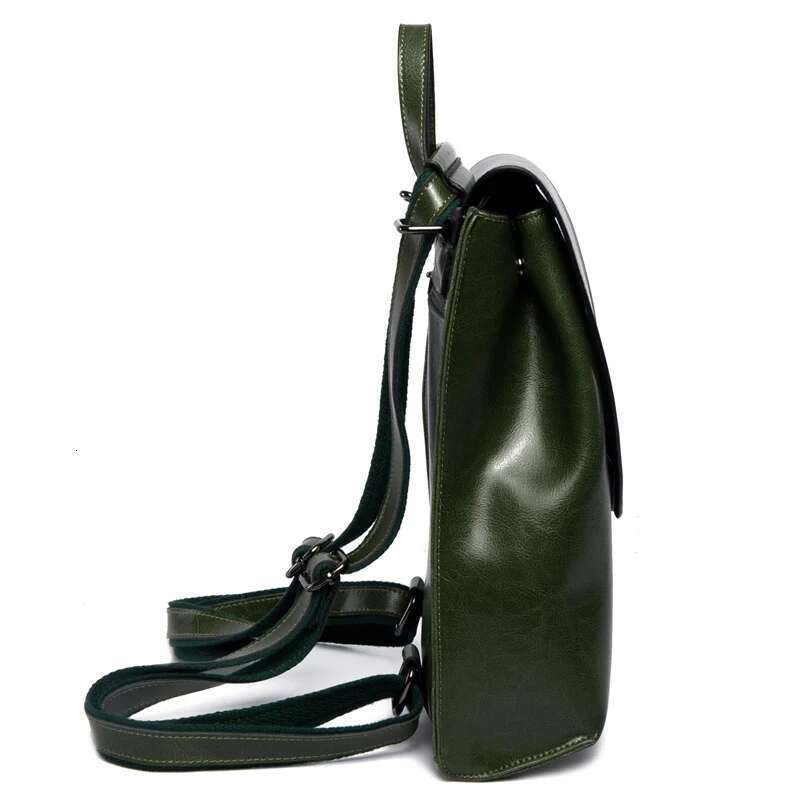 Genuine Leather Women Backpack Waxed Cowhide Female Vintage Rucksack College School Student Books Bag Shoulder Bags For Ladies