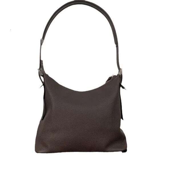 Brand Light Niche Shoulder Cowhide Lychee Pattern Commuter Ladies Handbag Black Atmospheric Minimalist Women's Bag