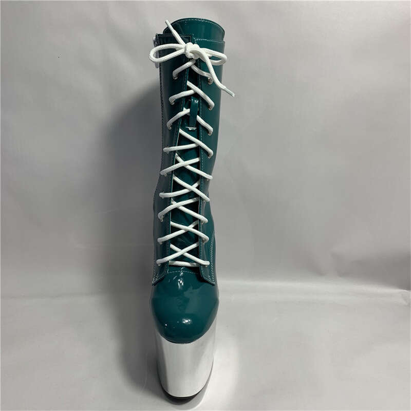 High Heel Autumn Round Toe Super High Heels Waterproof Platform CM Women S Short Trendy Low Cut Leg Slimming Green Fashion Boots