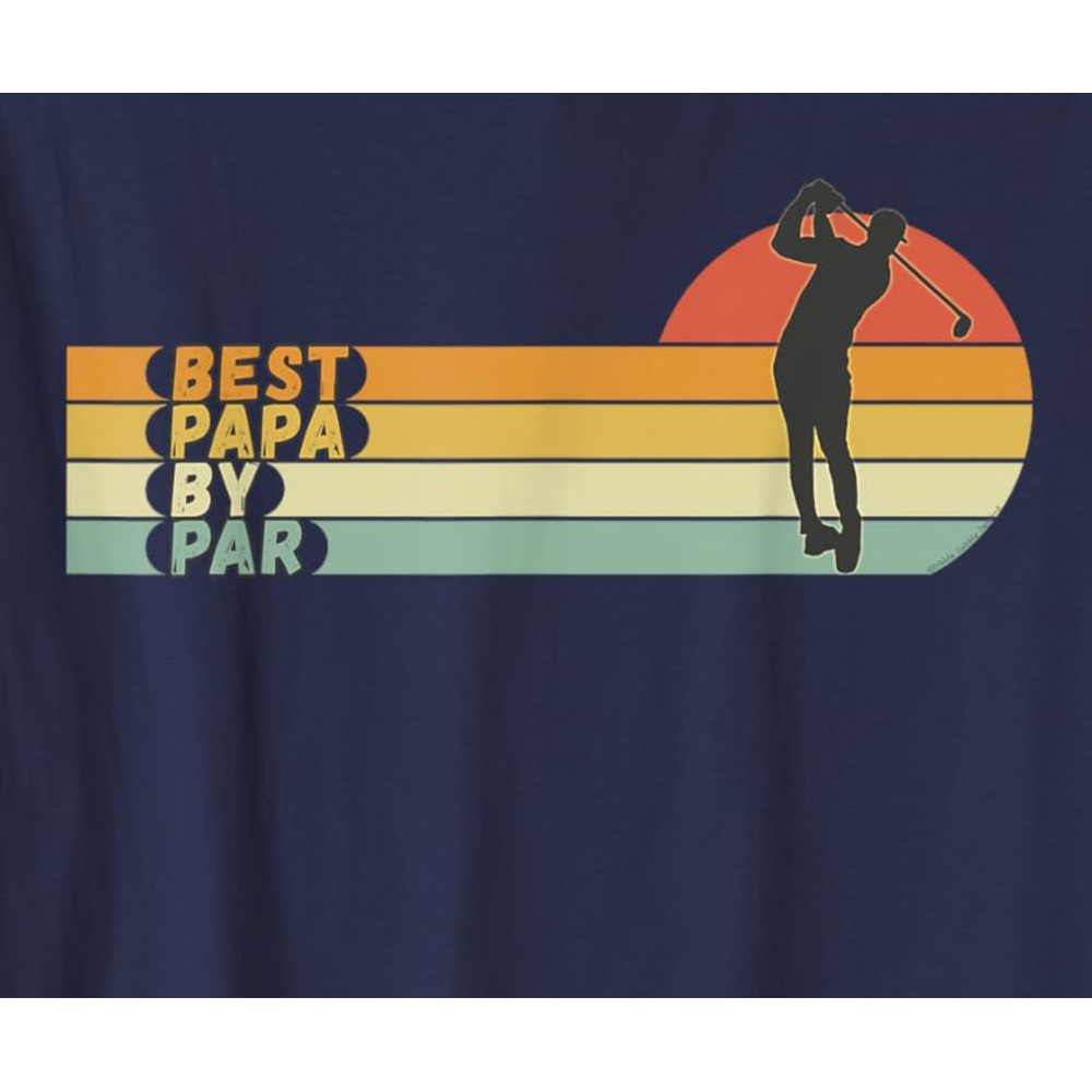 T shirt for Mens Golf - Best Papa By Par - Fathers Day Golf Graphic Tee Casual Tops Clothes Short sleeve Simple and handsome
