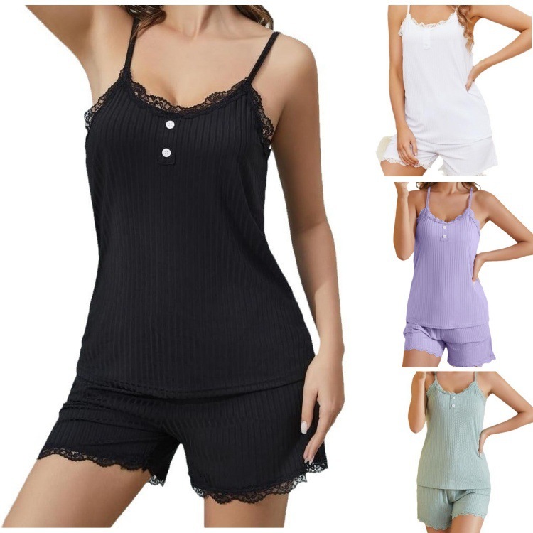 2025 Spring/Summer New Strap Shorts Set Lace Casual Home Women's Clothing