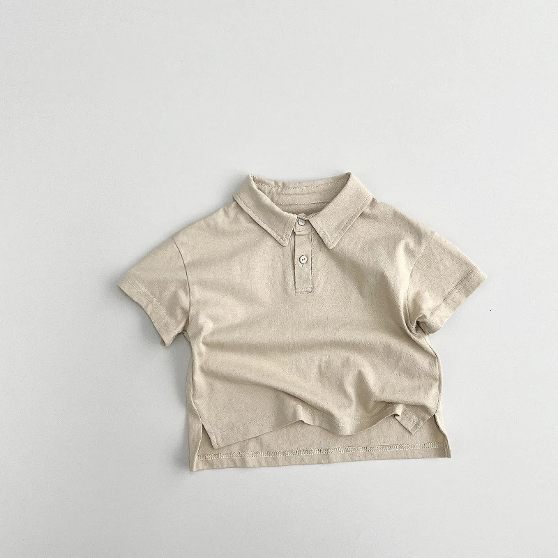Spring Summer Children Polo Shirts 1-8Y Boys Cotton Button Solid Casual Short Sleeve Tops Korean Toddler Wear For Kids Clothing 250326