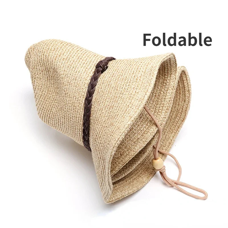 XL Big Size 62cm Panama Jazz Straw Hat for Women Men Hollow Out Summer Beach Sun Hat Foldable Windproof Rope UV Sunscreen Hat 250326