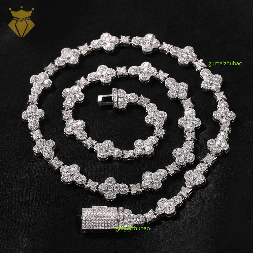 moissanite chain necklace Tennis Necklace Moissanite Dia Sterg Sier 10mm Cross Star Men and women Cuban k Chain
