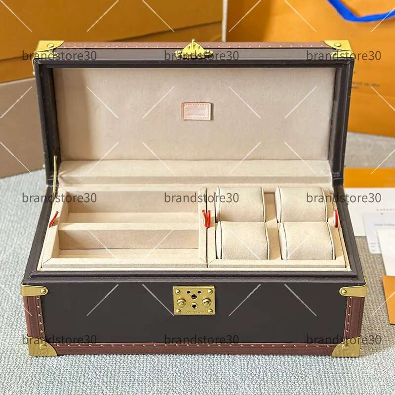 Designer Coated Canvas Coffret Accessoires Trunk Jewelry Box VL Check Pattern Brass Hardsided Boxes Collection Ornaments Home Display Case Cosmetics Storage Bag