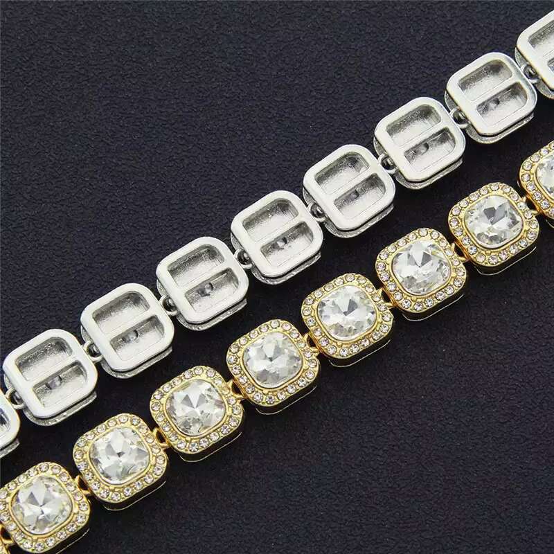 Hip Hop Necklace High Quality Moissanite Necklace GRA VVS Third Party Inspection 925 Silver Moissanite Square Baguette Necklace