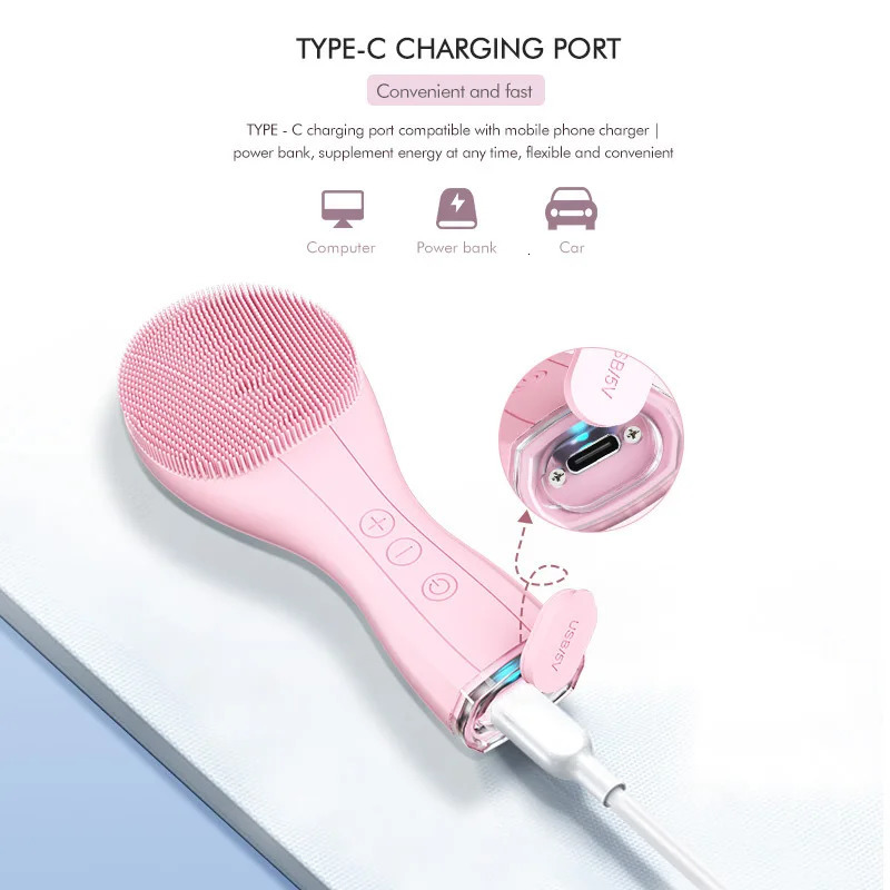 Electric Facial Cleanser - Silicone Brush with Pulsation Massage for Deep Pore Cleansing Rechargeable Skin Care Beauty Device 250321