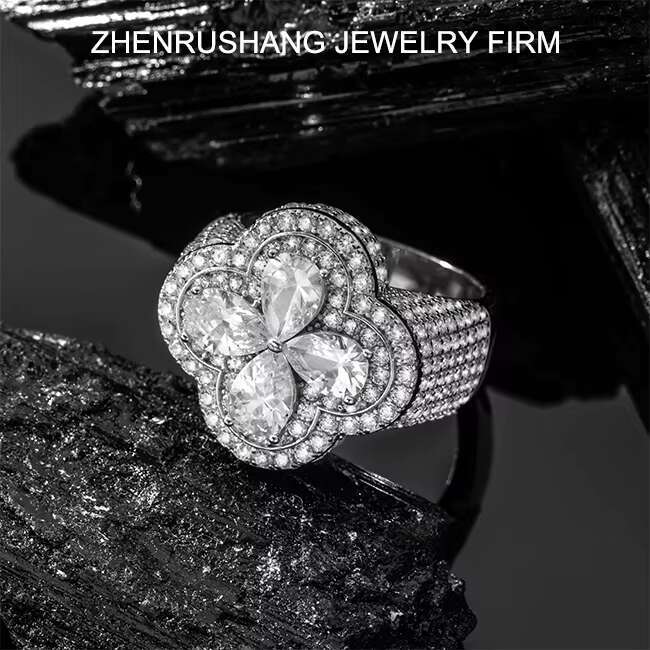 Hip Hop Custom Lab Diamond VVS Moissanite Iced out Cross Ring Sterling Silver Jewelry for Wedding Engagement or Gift