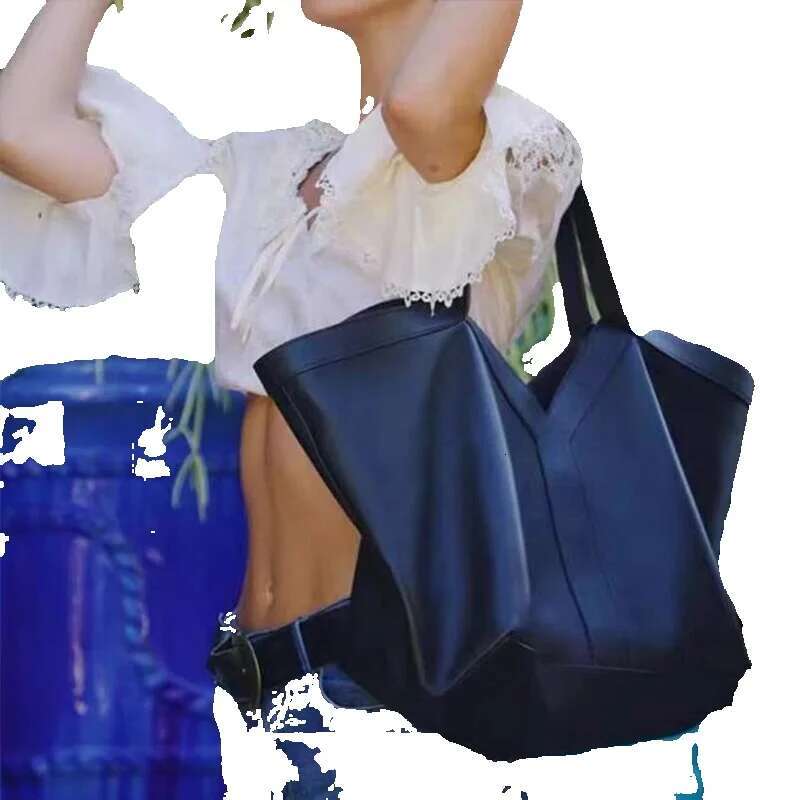 Y Brand Women Large Capacity Shoulder Soft Genuine Leather High-End Fashion Tote Bag 2025 New Black Shopping Handbag