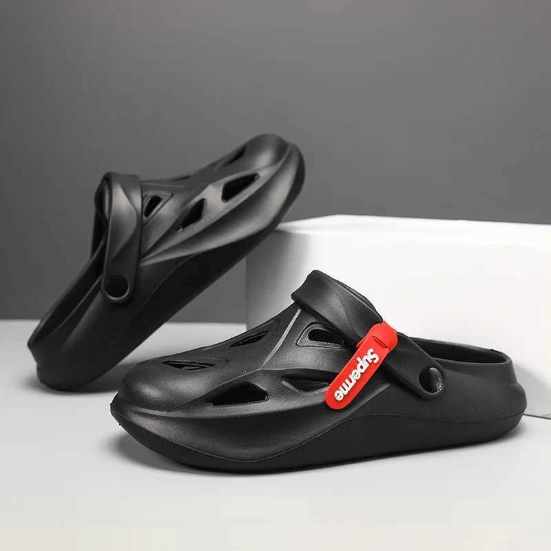 Mens shoes sandals perforated shoes indoor and outdoor beach walking mens solid color EVA casual shoes and hats thickXJ250326