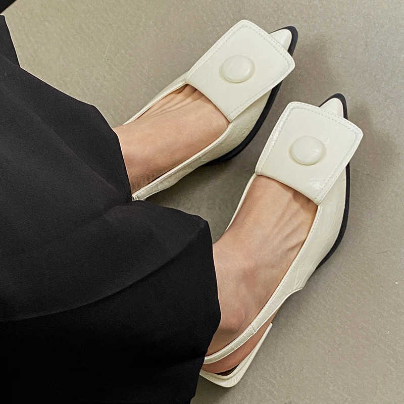 2024 Fem Slip On Footwear Fashion Shallow Wen Low Heel Sandals Shoes Slingbacks Pointed Toe Ladies 3cm Heel Sandals Shoes Z250326