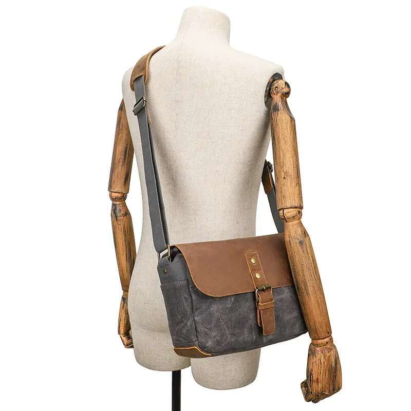 M558 New Arrive Outdoor Photography DSLR Retro Waterproof Canvas With Cowhide Camera Bag Micro Shoulder Bags