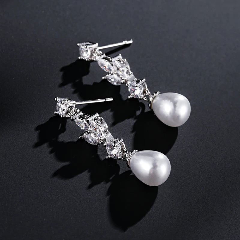 ZAKOL Pearl Bridal Jewelry Sets for Women Fashion Cubic Zirconia Earrings Necklace Set Bridal Wedding Accessories SP3367 250318