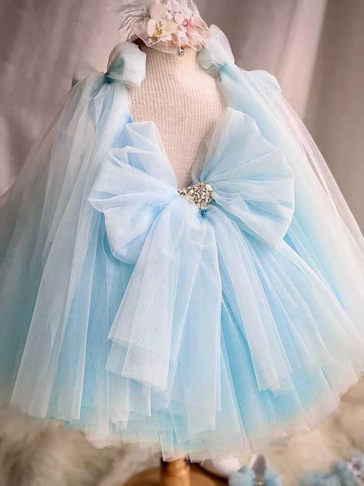Luxury handmade butterfly violin ball celebration dress 2024 girl birthday party evening dress princess chiffon short skirt W250326