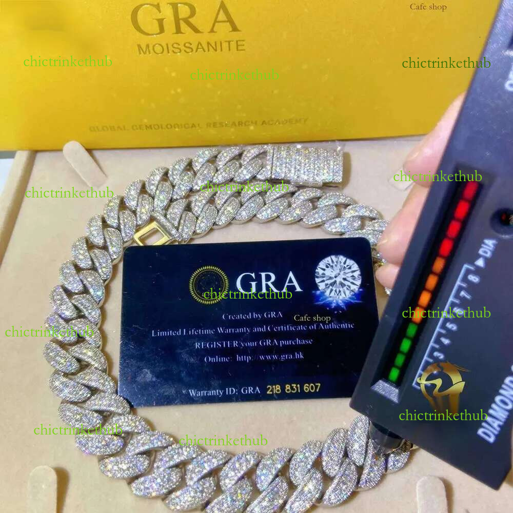 Big Pass Dia Tester Hot Necklaces Bracelet k Custom Pendant 18mm Hip Hop Men Jewelry VVS Moissanite Cuban Chain Free Shipping
