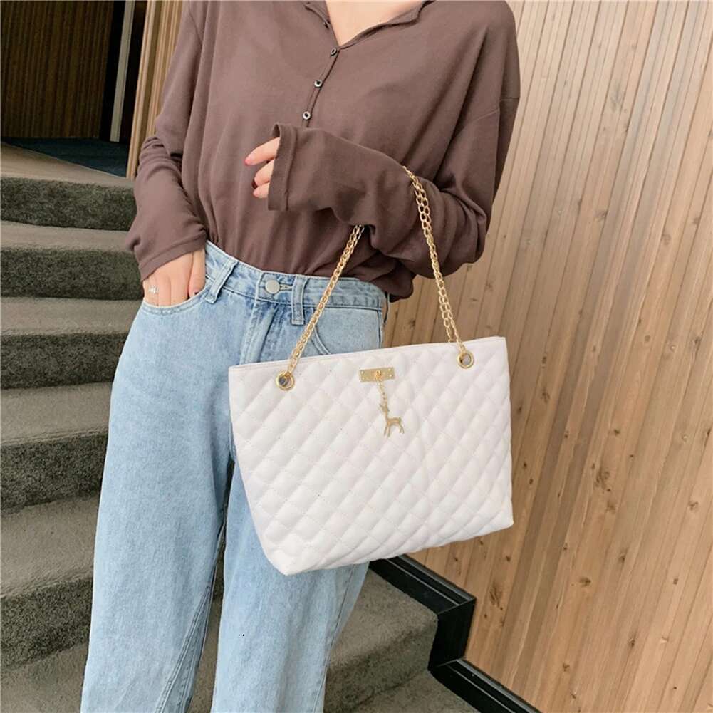 PU Leather Chain Handbag Soild Color Large Top-handle Female Designer Tote Women Fashion Shoulder Bags