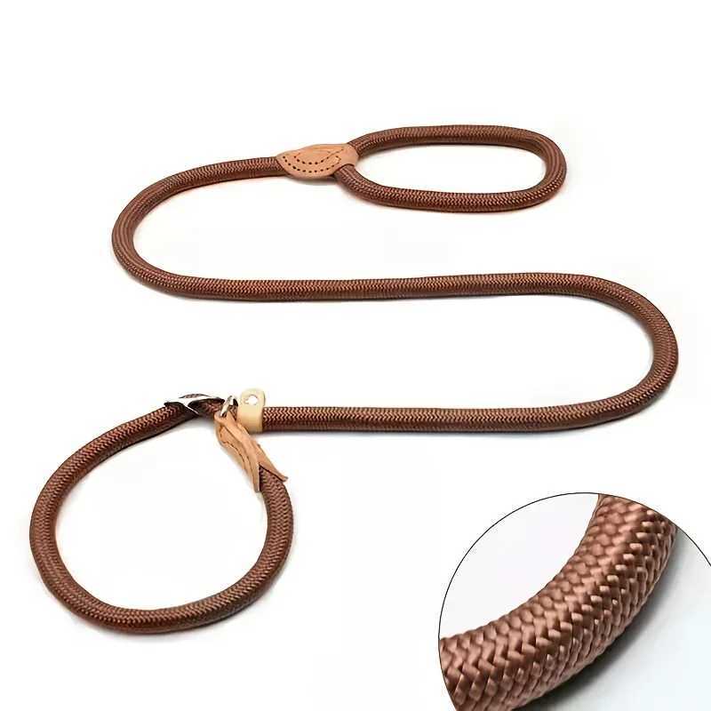 Dog leash sliding traction control no pull ring belt durable leather joint and adjustable metal buckle P-shaped pet collar X250326