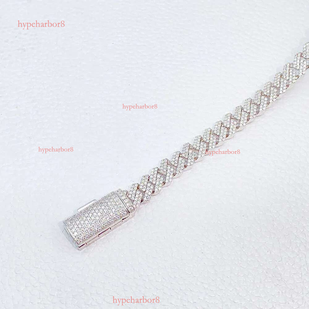 Trendy Cuban Chain Moissanite 8mm Dia Iced Out Personalized Necklace Sterg Sier