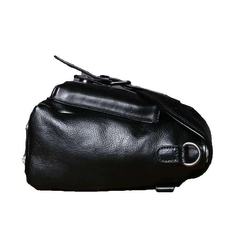 JLFGPJ High Quality Genuine Leather Men's Shoulder With Top Layer Cowhide Horizontal Zipper Buckle And Simple Crossbody Bag