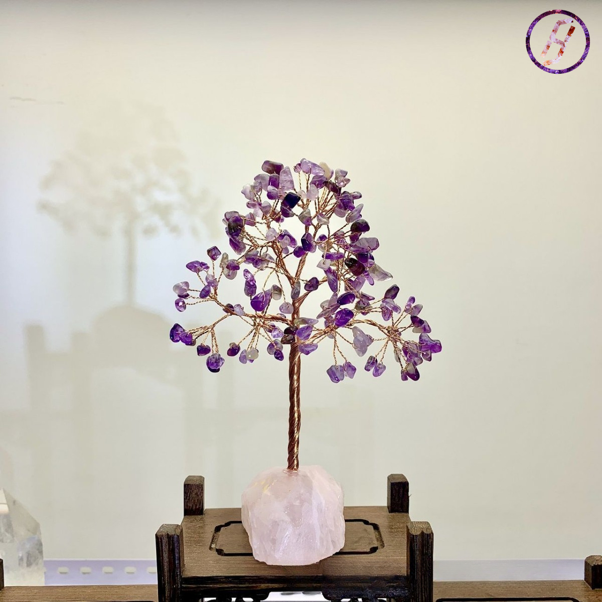 Natural Amethyst Geode Cluster Chakra Balancing Tree - Feng Shui Prosperity Tree Sculpture for Bioenergetic Space Optimization Feng Shui Money Tree