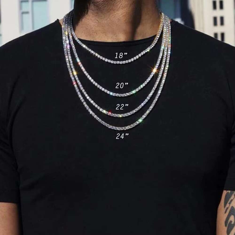 925 Silver Sparkling VVS Moissanite Tennis Chain 2mm/3mm/4mm/5mm Diamond Moissanite Iced Out Tennis Chain Necklace