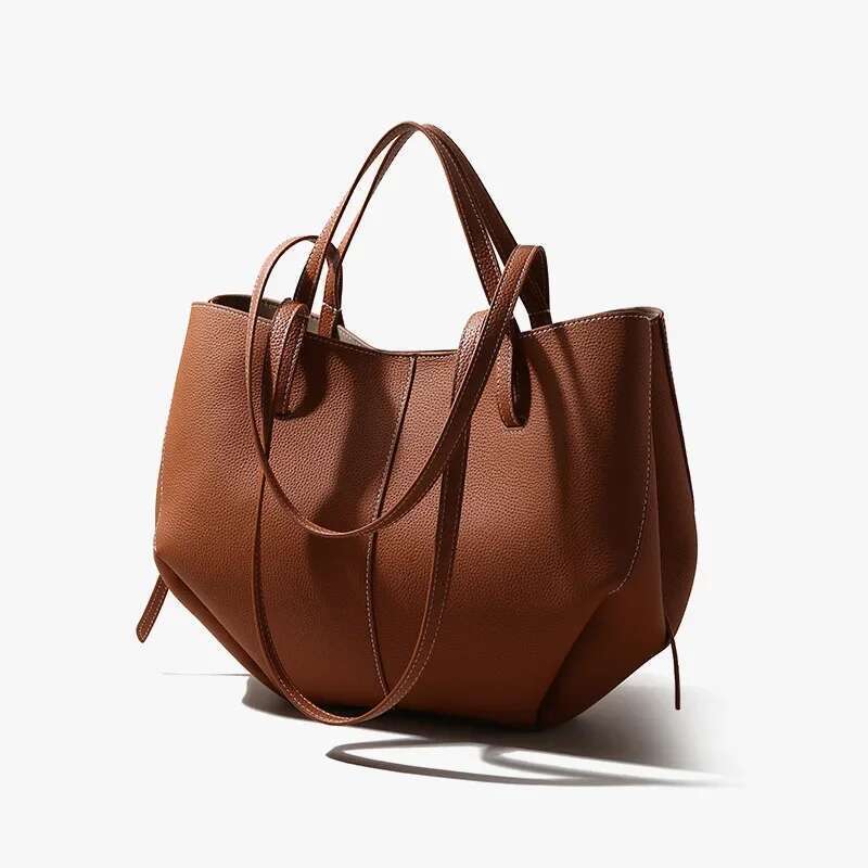genuine leather Women's Bags Designer Women Large Capacity Leather Bucket Senior Sense Crossbody Casual Broadband Shoulder Bag