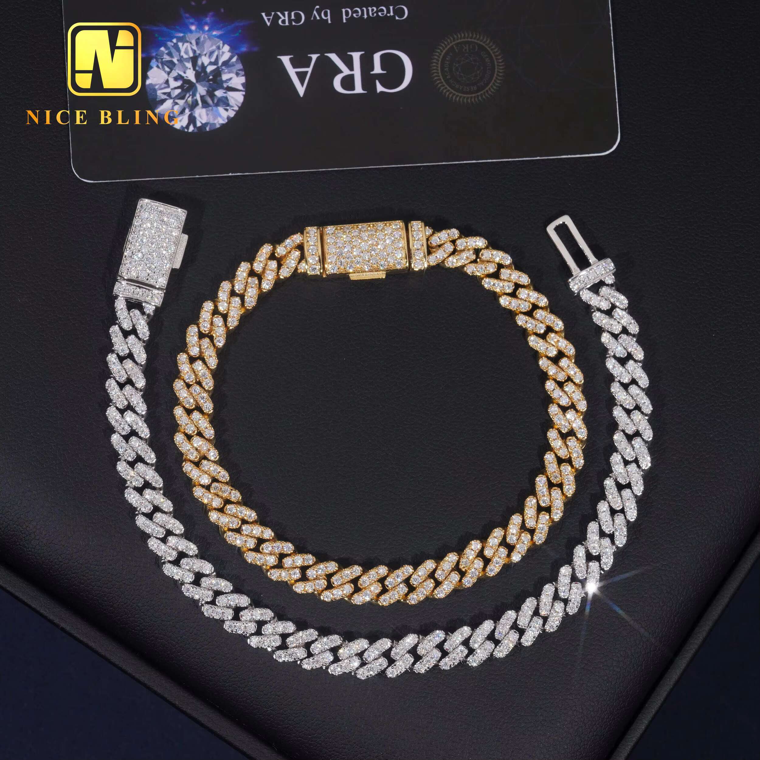 6mm Diamond Custom Iced Out Cuban Link Chain 925 Sterling Silver Moissanite Necklace Hip Hop Jewelry Necklace Bracelet
