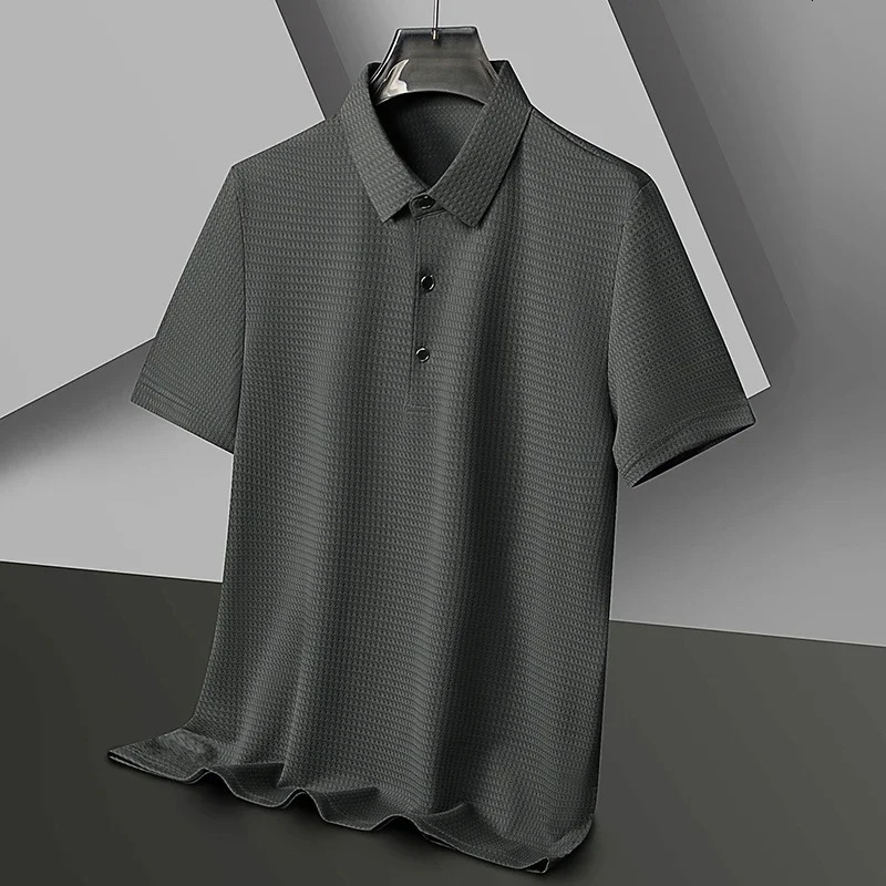 2024 Pineapple Grid Business Casual Polo Shirt Summer Fashion Short Sleeve Comfortable Breathable Top 250326
