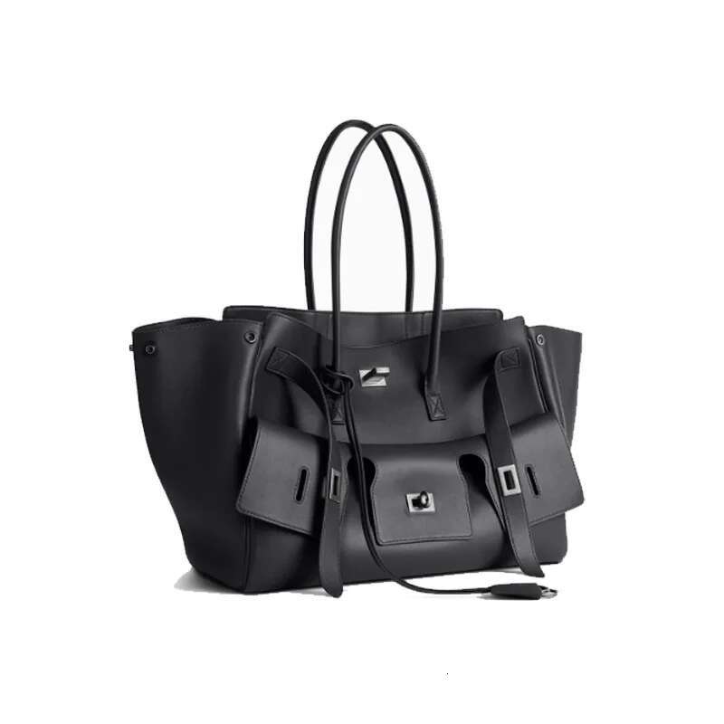 Lock Tote Wing Roomy Cluth Black Treny Genuine Leather Shopping Handbag Large Capacity Commuter Shoulder Bag For Female