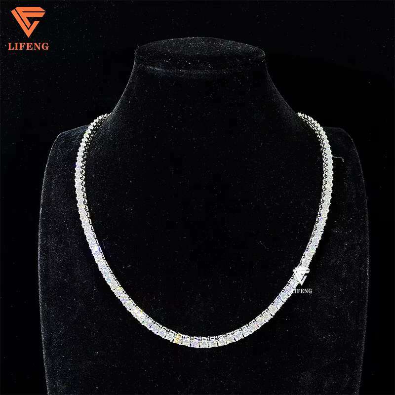 Fast Delivery High Quality Moissanite Tennis Chain 3mm 4mm 5mm 6.5mm 8mm Shining Brightly D VVS Moissanite Women Men Necklace
