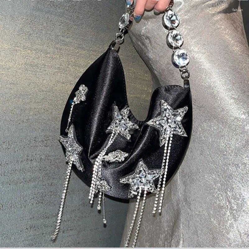 Totes Women Silk Bucket Bag Dia Tassel Evening Shoulder Hobo Party Purse Girl Handbags Female Clutches Bolsos