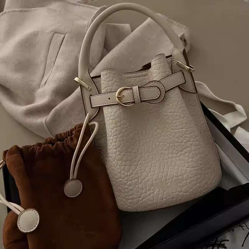 Women's Bags Women's Bags Bucket For Women New Summer High-End Texture Niche French Versatile Lychee Pattern Hand-Held Crossbody Bag