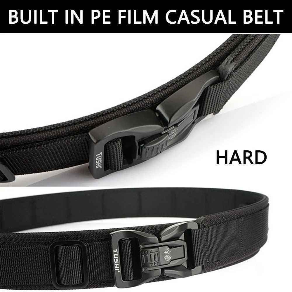 TUSHI Metal Tactical Strap Mens Pluggable Nylon Hard Gun Strap Military Belt Jeans EDC Outdoor Sports Girls IPSC Accessories W250326