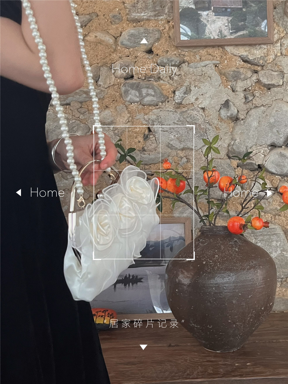 Designer 2025S pearl flower fairy mesh handbag women gentle style shoulder crossbody sweet and fresh small bag