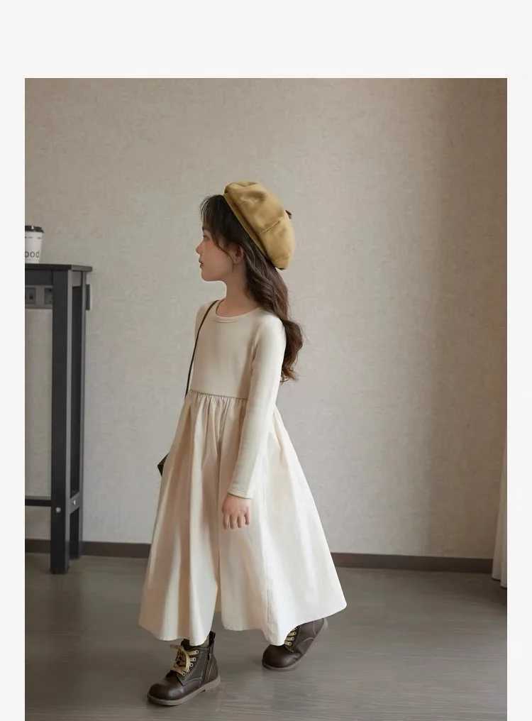 Girls Fashion Knitted Dress 2023 Autumn New Childrens Korean Edition Combination Design Art Long Sleeve Skiing W250326