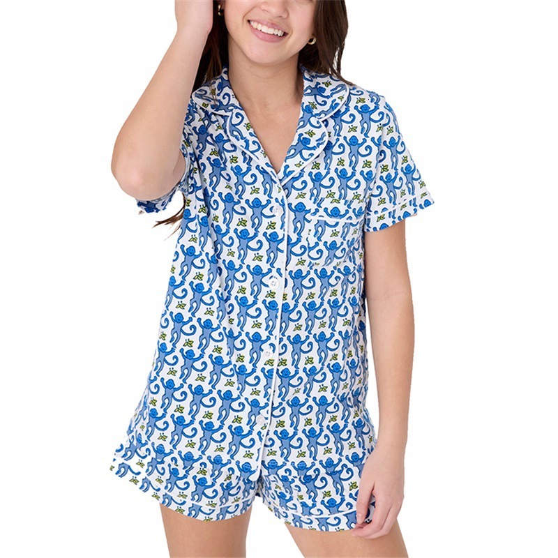 Summer monkey print set, women's sleepwear, plus size, temperament, family living suit