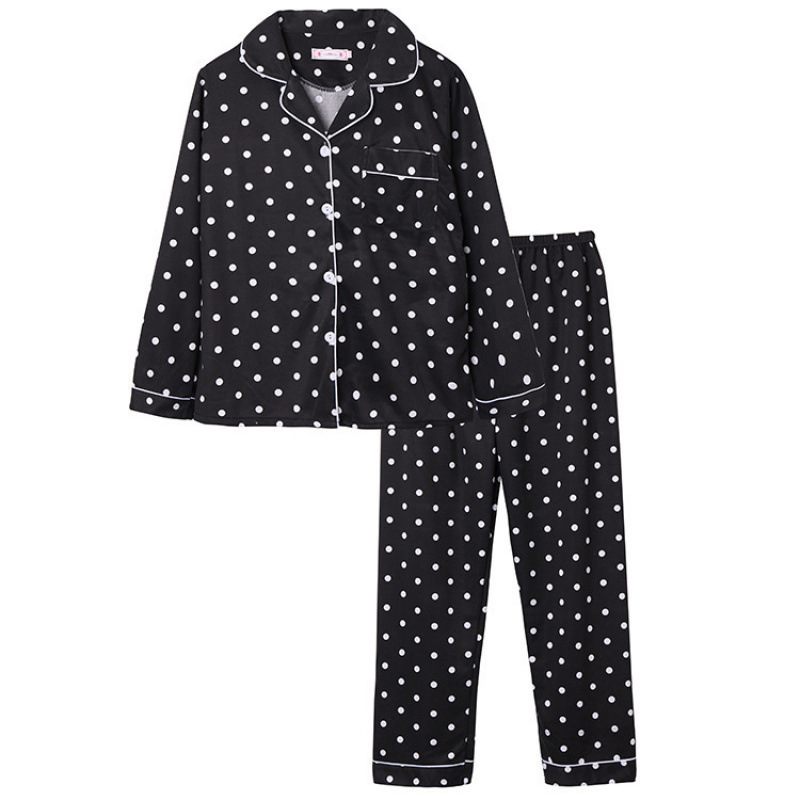 Pajama women's autumn and winter sleeved lapel Korean version set, long pants, plus size home suit set