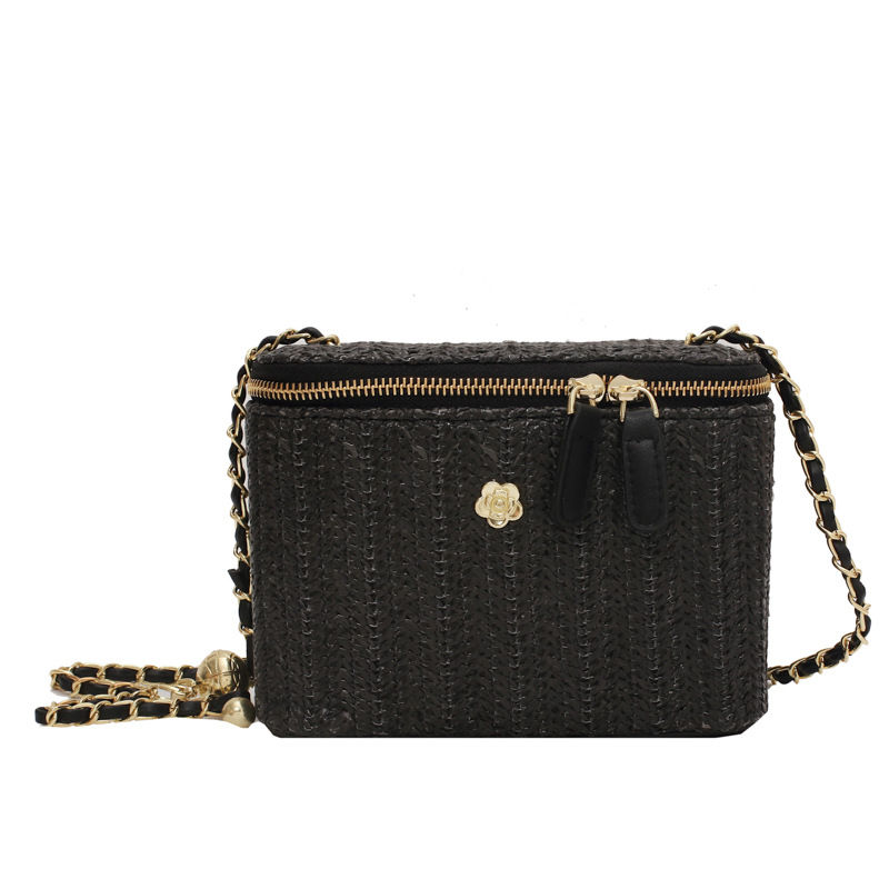 Women's small straw bag fragrance new woven tote box bag beach shoulder crossbody bag 2025s hot