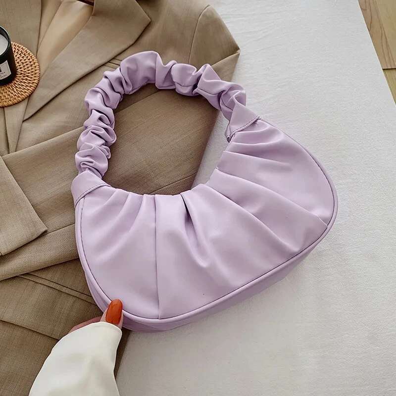 Fashion Pleated Handlebags for Women PU Cloud Leisure Armpit Bag Shopping Shoulder Dumpg Handbag Female Hand Bags