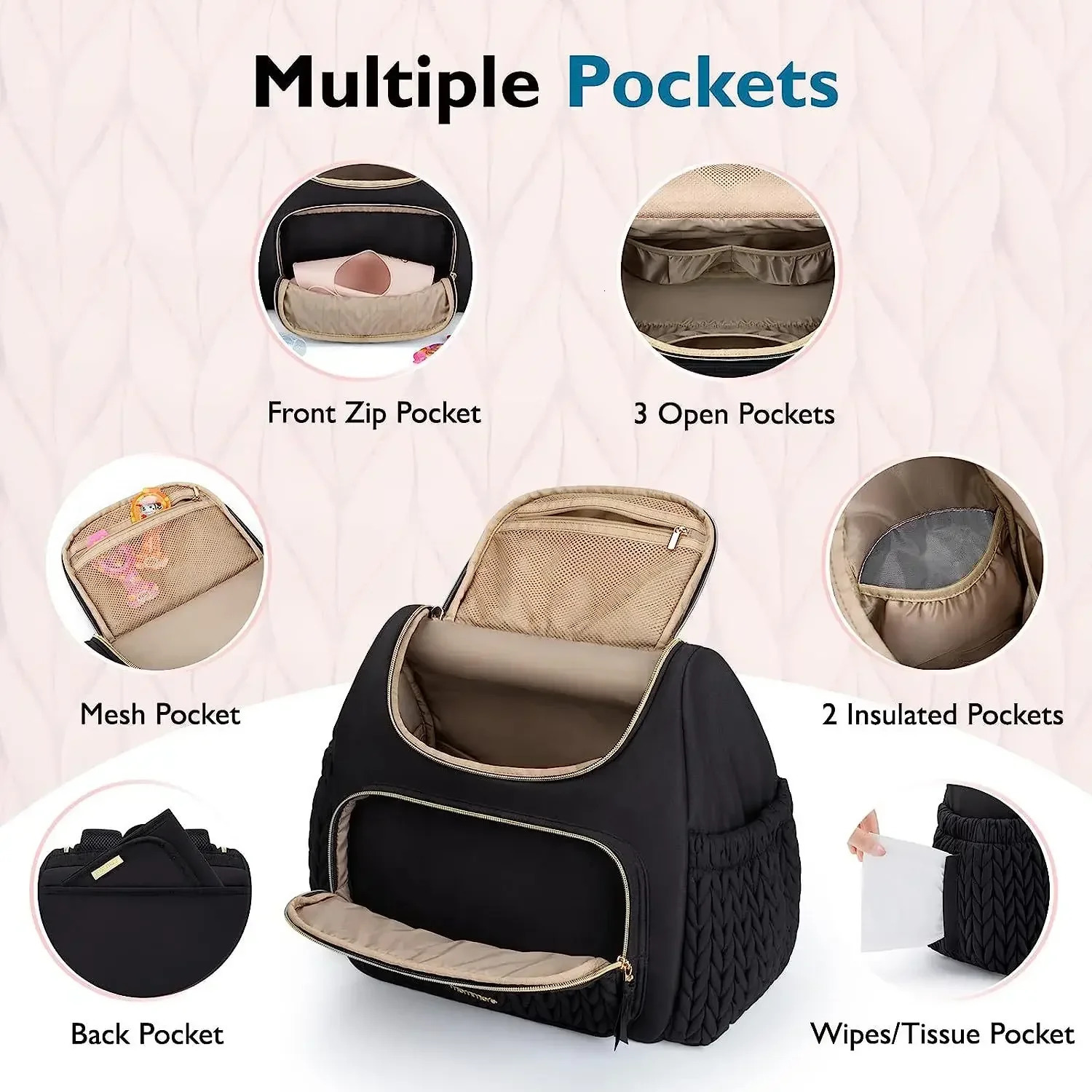 Large Capacity Organizer Mommy Bag For Baby Diapers Outdoor Stroller Hanging Bags Maternity Women Fashion Backpack Lightweight 250325