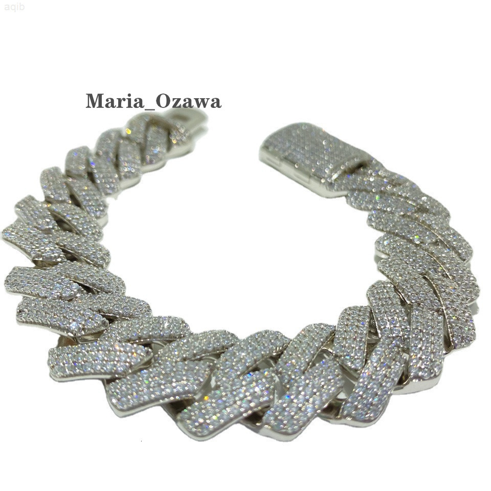 Luxury Jewelry Quality 925 Silver Diamond Cuban Chain Bracelet Set with d Color Mosan Diamond Cuban Chain Necklace