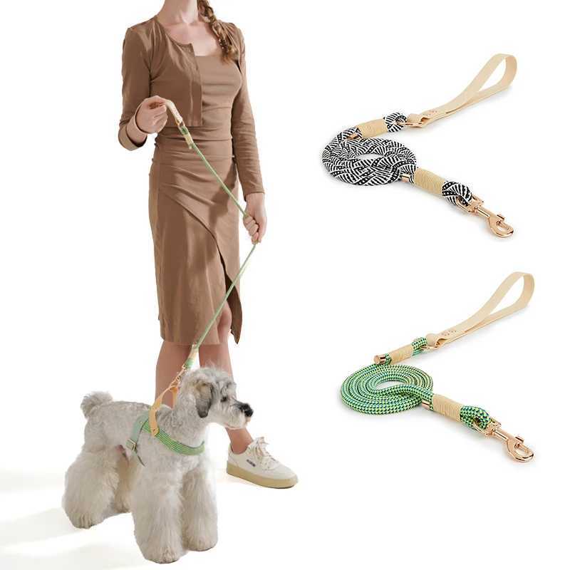 Dog walking simple style pet harness supplies fashionable black and white striped chest harness and belt set X250326