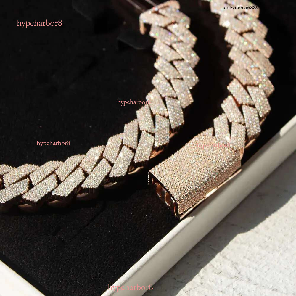 Custom Hop Mossanite Necklace Jewelry VVS Hip hop Sterg Sier Def 20Mm Dia Moissanite 14K Rose Plated Pendant Cuban k Chain