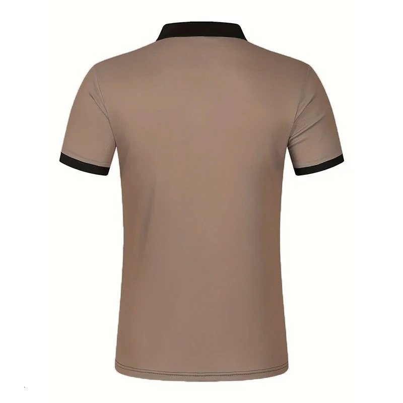 Mens summer slim fit short sleeved sports collar polo shirt mens business casual button 3D digital printing 250326