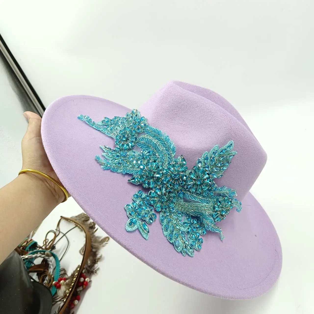 Rhinestone Hat Fedora Hat 3D Rhinestone Womens Jazz Hat Support DIY Fedora Hat Product Release Sombrero Hat 250325