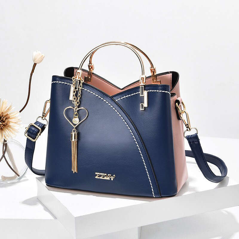 2d Women's 2025 new trendy handbag Korean version contrasting color large capacity fashionable single shoulder crossbody bag