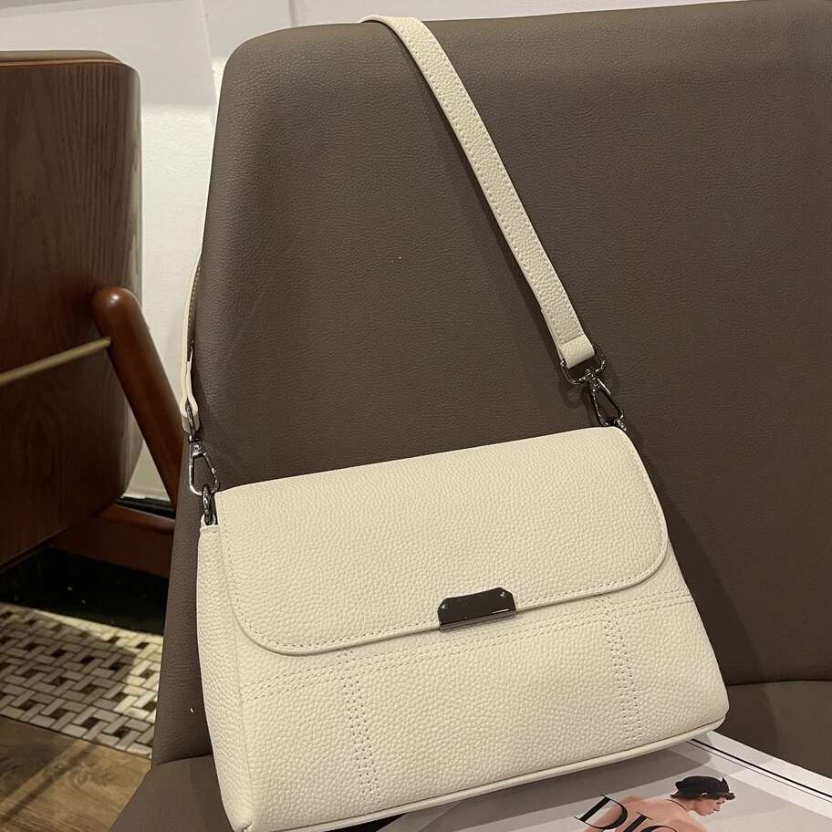 Genuine Leather Women's Versatile Commuter Shoulder With Multiple Compartments Casual Crossbody Square Bag Underarm Hobo