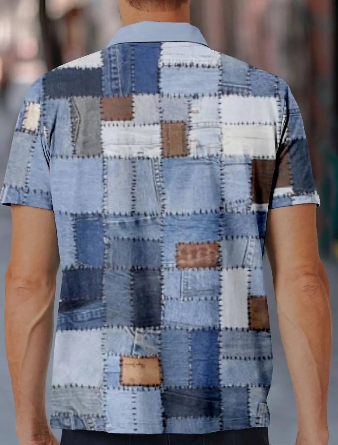 Flat weave mens sports shirt 3D printed polo official street clothing short sleeved springsummer slightly elastic 250326